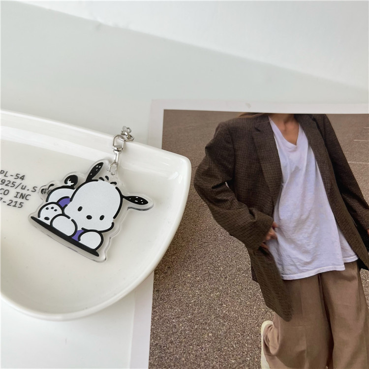 Ins-style puppy pendant, acrylic cute cartoon keychain pendant, couple and best friend accessory Specification drawing