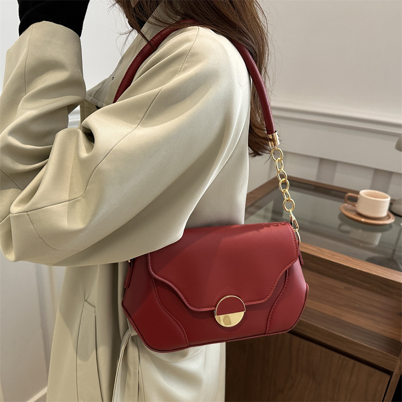 Cross-border high-end women's bag 2024 new style, patchwork underarm chain bag, Korean version hand-held shoulder crossbody bag Specification drawing