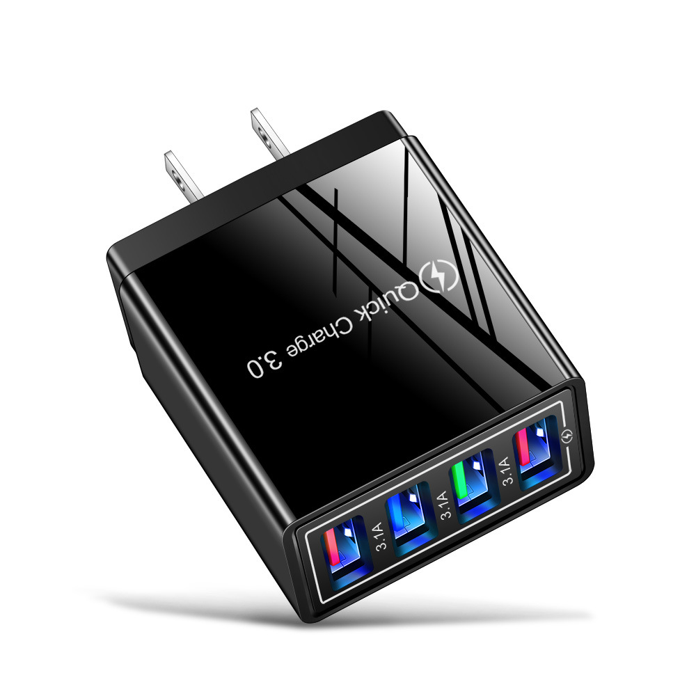 Color 4USB mobile phone charger, 3A tablet travel charger head, US and European standard charger, cross-border wholesale Application Scenario