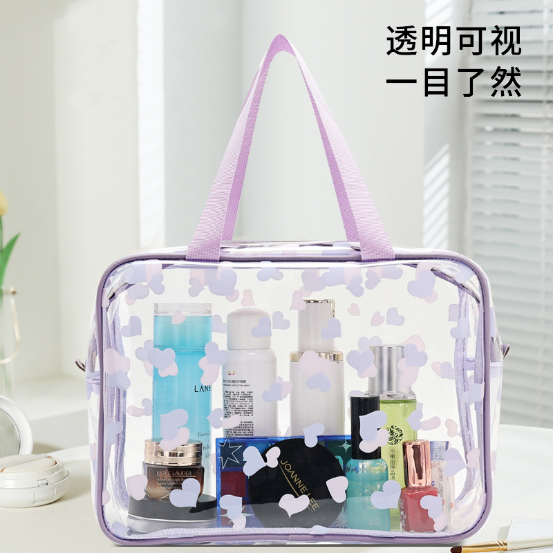 Transparent PVC storage bag, multi-functional portable hand-held toiletries and makeup bag, bath products sorting bag, printed LOGO Item Picture