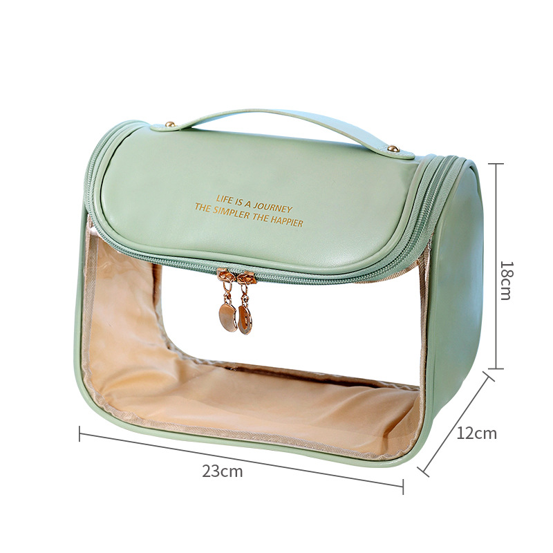 Fashionable transparent hook toiletries bag, travel beach bag, waterproof storage bag, makeup bag, large capacity, high-end feel Item Picture