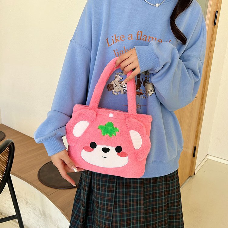 New plush bag, cute cartoon handbag for girls, student shoulder bag, bucket bag, Japanese-style girl's bento bag details Picture