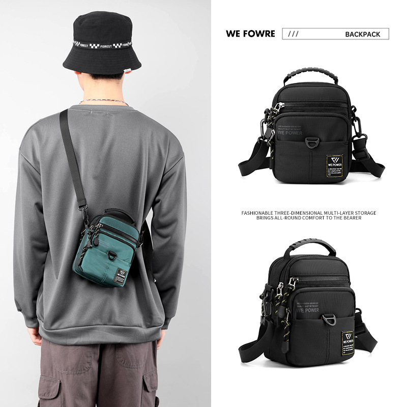New fashionable crossbody bag, men's sports water-resistant single-shoulder bag, personalized casual cycling bag, trendy crossbody backpack details Picture