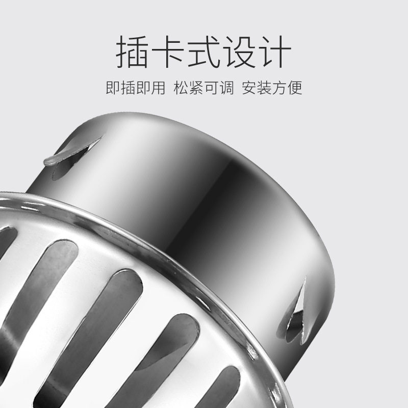 Stainless steel balcony floor drain, circular anti-clogging straight-through floor drain, sewer card type flat 304 rooftop floor drain Specification drawing