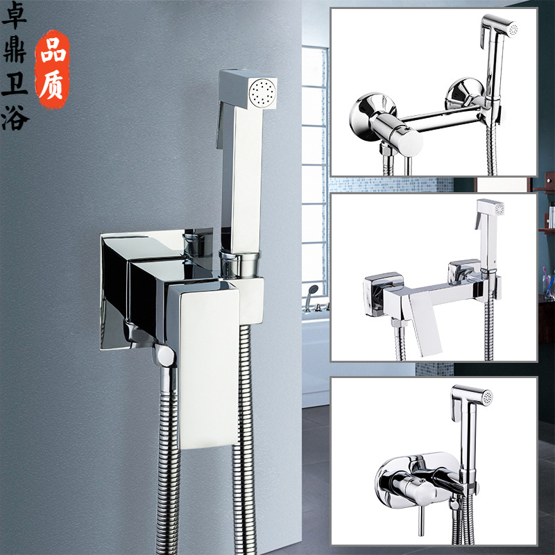 Cross-border wholesale of concealed shower heads, cold and hot all-copper washbasins, spray guns, toilet companions, mixing valves, bathroom shower valves and sets full figure