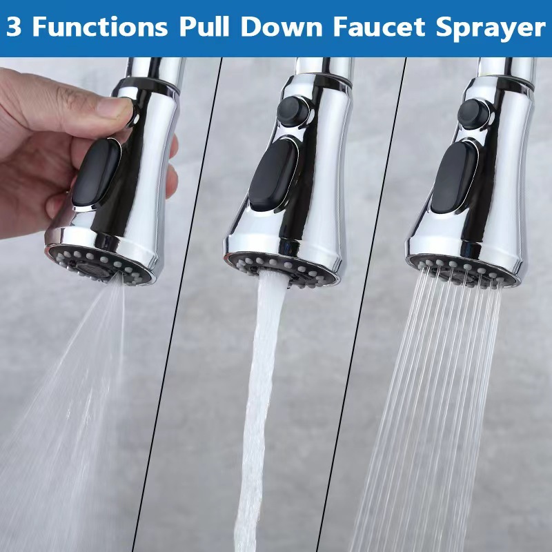 Amazon pull-out faucet accessory 3 Function pull-out head with built-in external tooth adapter for sink faucet pull-out head details Picture