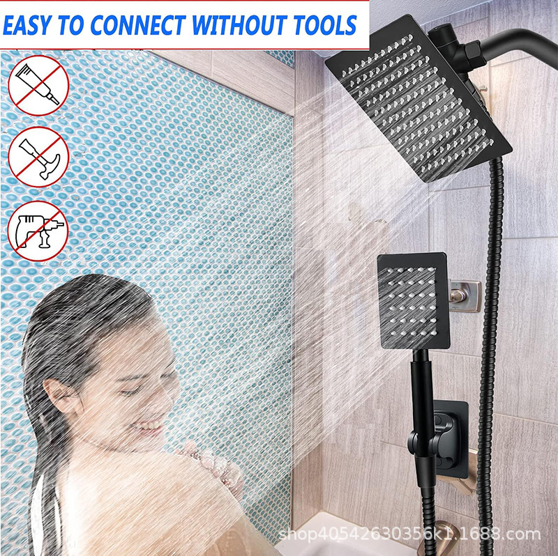 Hot-selling concealed stainless steel shower set and American-style bathroom ceiling square hand-held showerhead set in cross-border foreign trade details Picture
