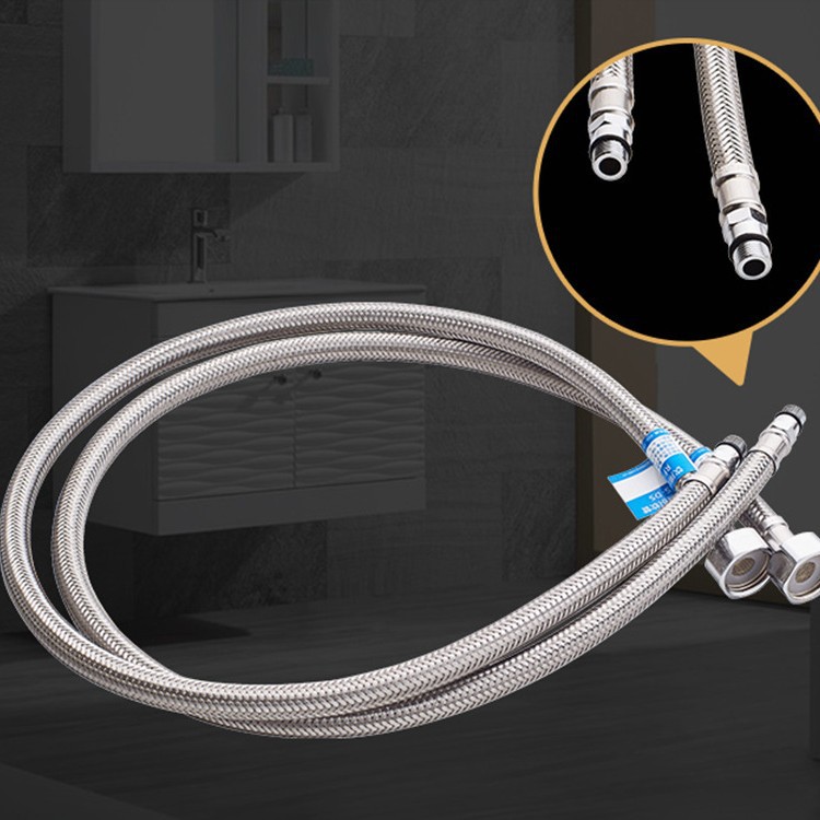 Stainless steel braided pointed hose, explosion-proof metal hose, cold and hot water faucet inlet pipe, cold and hot water 4 minutes, starting from 60cm Item Picture