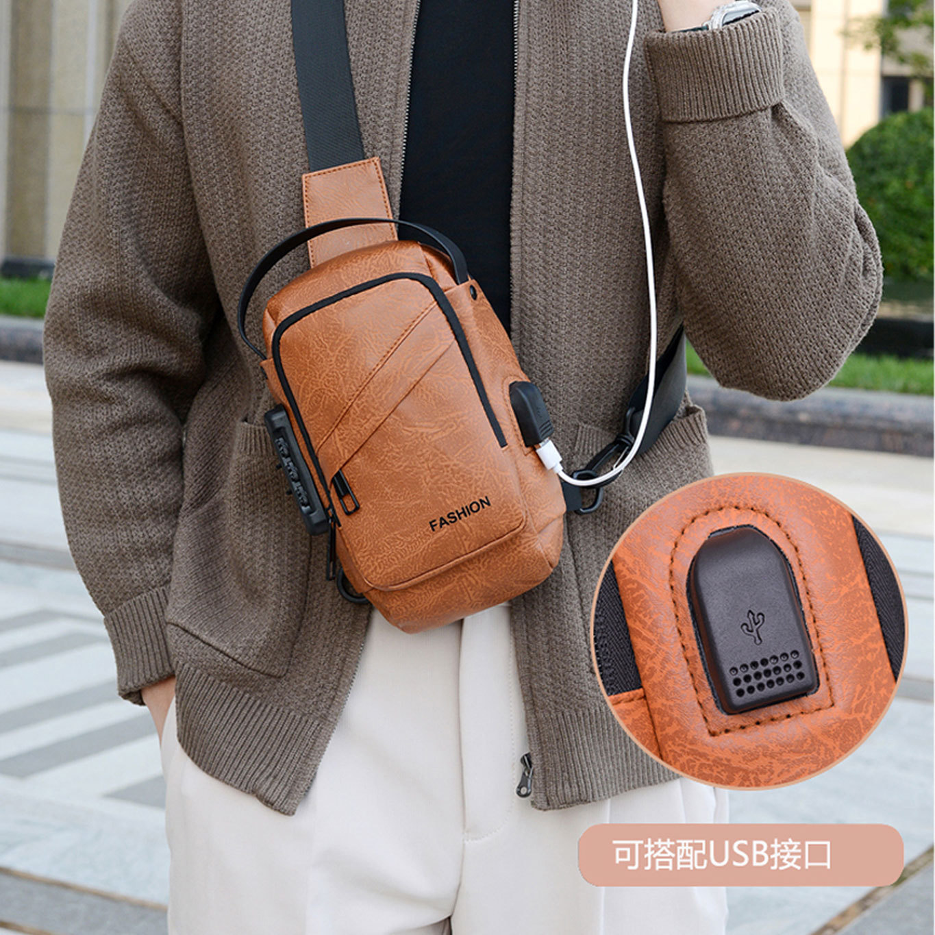 Cross-border ultra-light water-resistant chest bag, pu crossbody bag, men's sports single-shoulder bag wholesale, business chest crossbody backpack Application Scenario