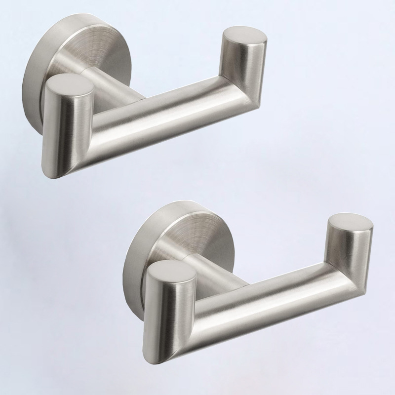 1 Cross-border hot-selling 304 stainless steel round kitchen, bathroom and toilet towel double coat hook in stock Specification drawing