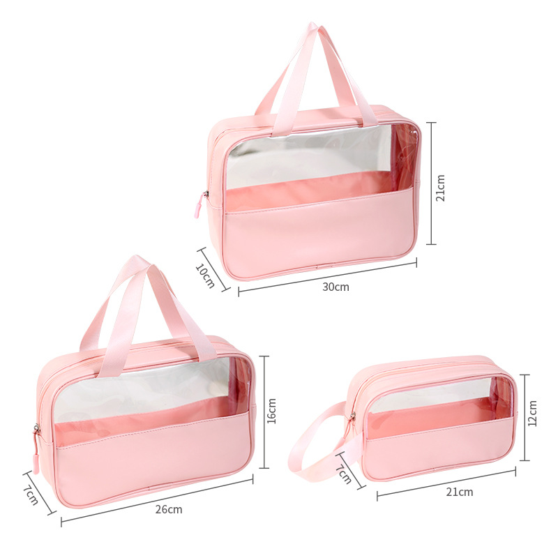 Transparent cosmetic bag, travel toiletries bag, beach waterproof storage bag, ins style, large capacity, one-piece consignment, portable Item Picture