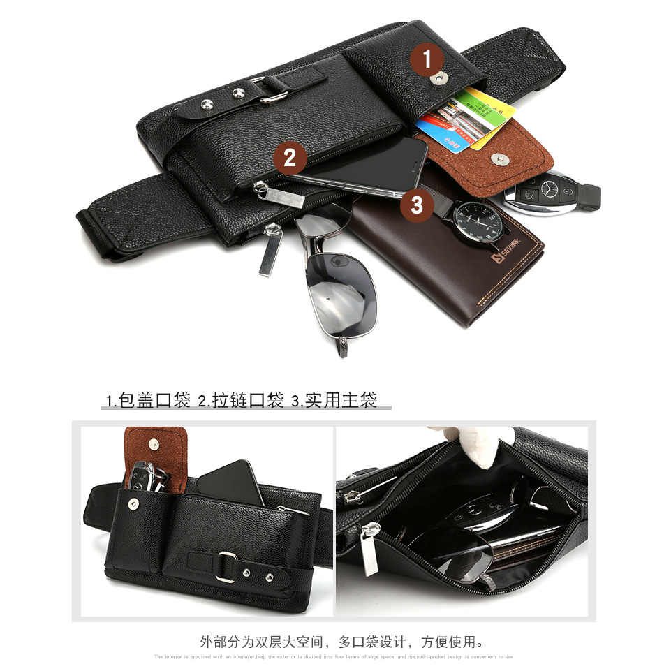 A men's business commuting crossbody bag with a high-end feel, a men's single-shoulder bag for convenient outings, and a PU waterproof and trendy chest bag Specification drawing