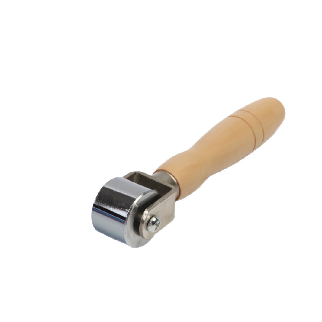 A solid wooden handle hand-pushed roller edge press for flattening leather Item Picture