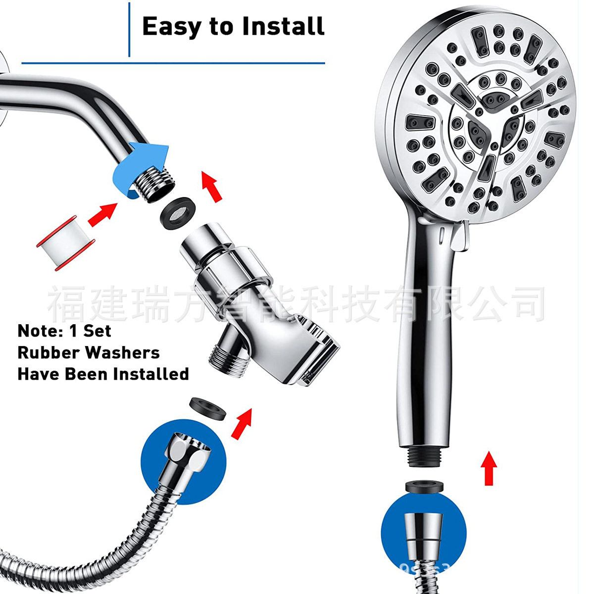 American-style cross-border concealed installation function handheld showerhead spray gun 10 functions with spray gun, water shower, pressurized multi-functional showerhead Item Picture