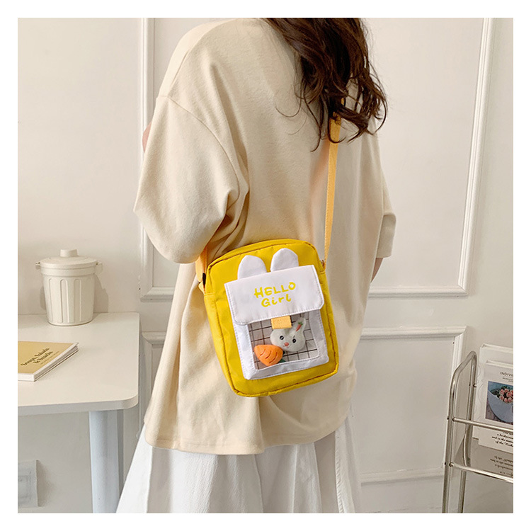 2022 new style Japanese-style canvas bags for women, cute Korean-style cartoon crossbody bags for girls, and fashionable small square bags for students details Picture