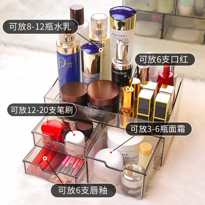 Acrylic cosmetic storage box, transparent and simple jewelry, skin care products, dressing table, desktop shelf, ins style details Picture