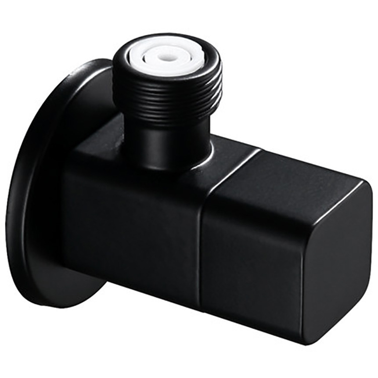 Wholesale black Angle valve, all-copper thickened, cold and hot large flow brass Angle valve, stop valve, square toilet three-way valve Item Picture
