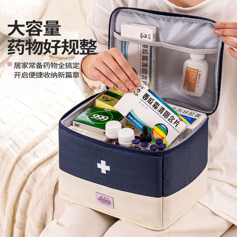 New folding medicine box, large-capacity classified medical kits, dust-proof and moisture-proof first aid kits, travel and home medicine storage bags full figure