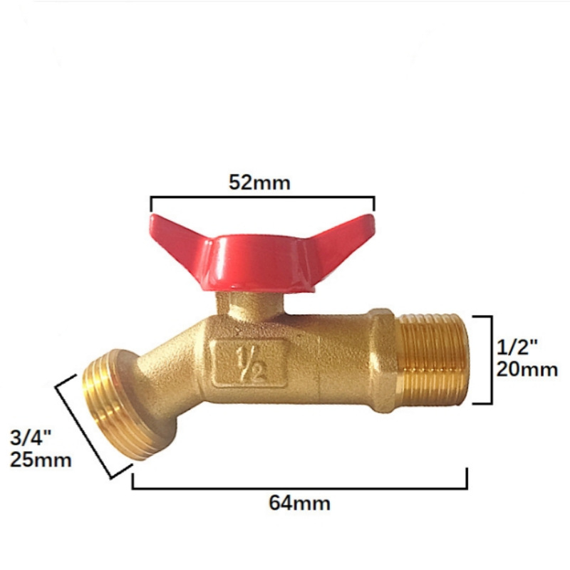 Cross-border American standard rain bucket brass faucet butterfly faucet 1/2NPT X 3/4GHT brass faucet details Picture