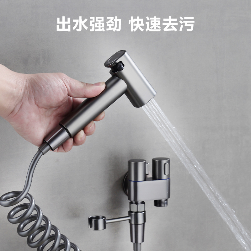Household toilet companion, one-inlet and two-outlet Angle valve, bathroom toilet, women's washer, high-pressure pressure-increasing flushing, spray gun, water gun details Picture