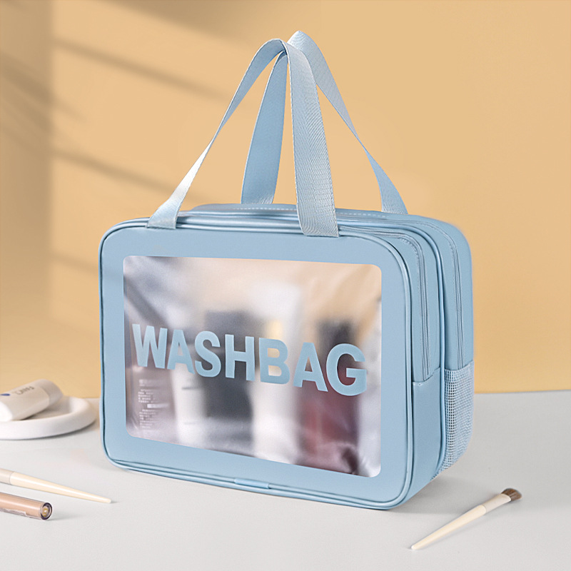 Multi-functional double-layer PU washbasin bag, dry and wet separation storage bag, waterproof beach bag, makeup bag, large capacity and high-end feel details Picture