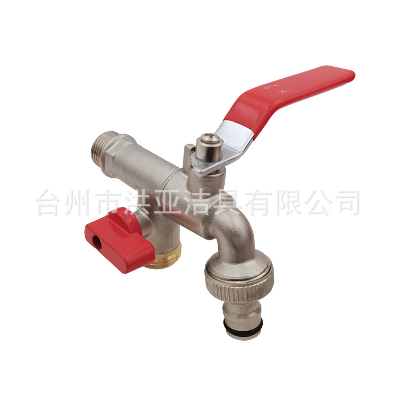 Brass garden double-head dual-control quick-connect faucet for washing machine ball core with one in and two out quick-open zinc alloy faucet details Picture