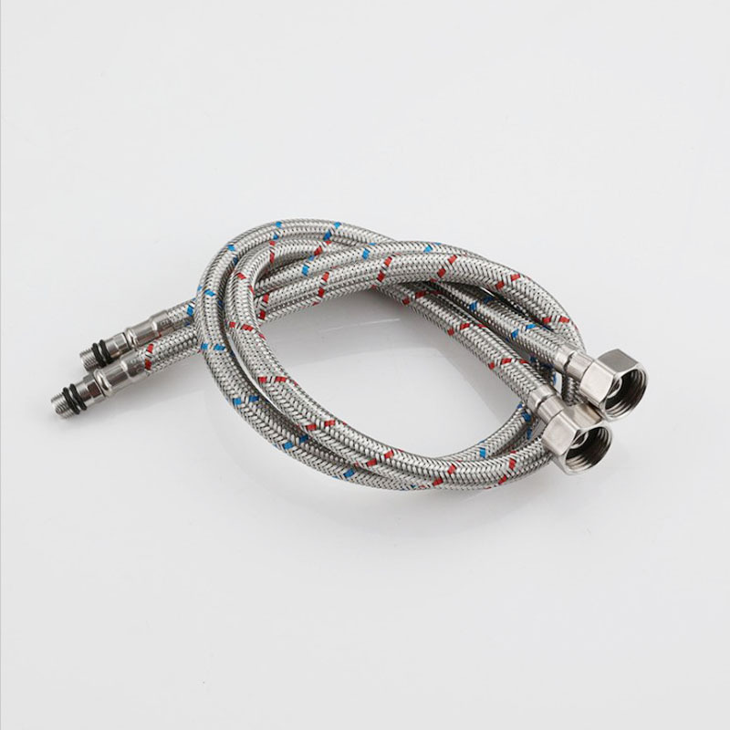304 stainless steel wire braided pointed-head water inlet pipe, single-hole single-head pointed-mouth 60CM cold and hot pipe for sink and washbasin details Picture