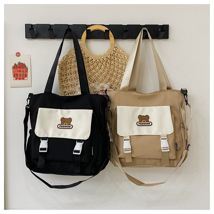 Harajuku style simple single-shoulder bag 2024 New Korean version large-capacity student tutorial bag, trendy color-blocking crossbody bag for women details Picture