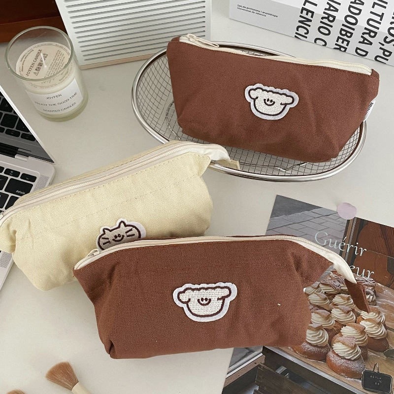 ins canvas pen case, cute cat, pencil case for primary and secondary school students, stationery bag, large-capacity makeup bag, storage bag Specification drawing