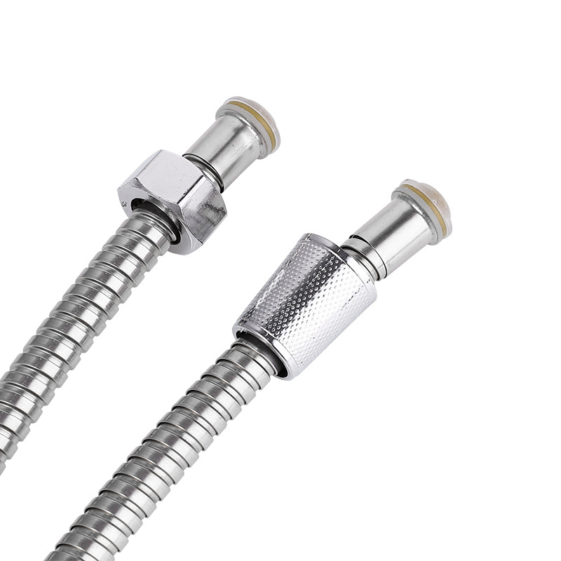 1.5m shower head hose, water-washing small double-buckle shower tube, stainless steel shower metal hose, plastic fittings details Picture