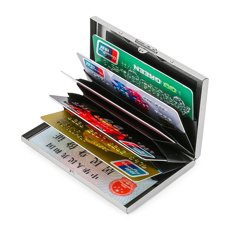 High-end metal card case for men and women, stainless steel ultra-thin anti-demagnetization small card box, anti-theft card holder, card box details Picture