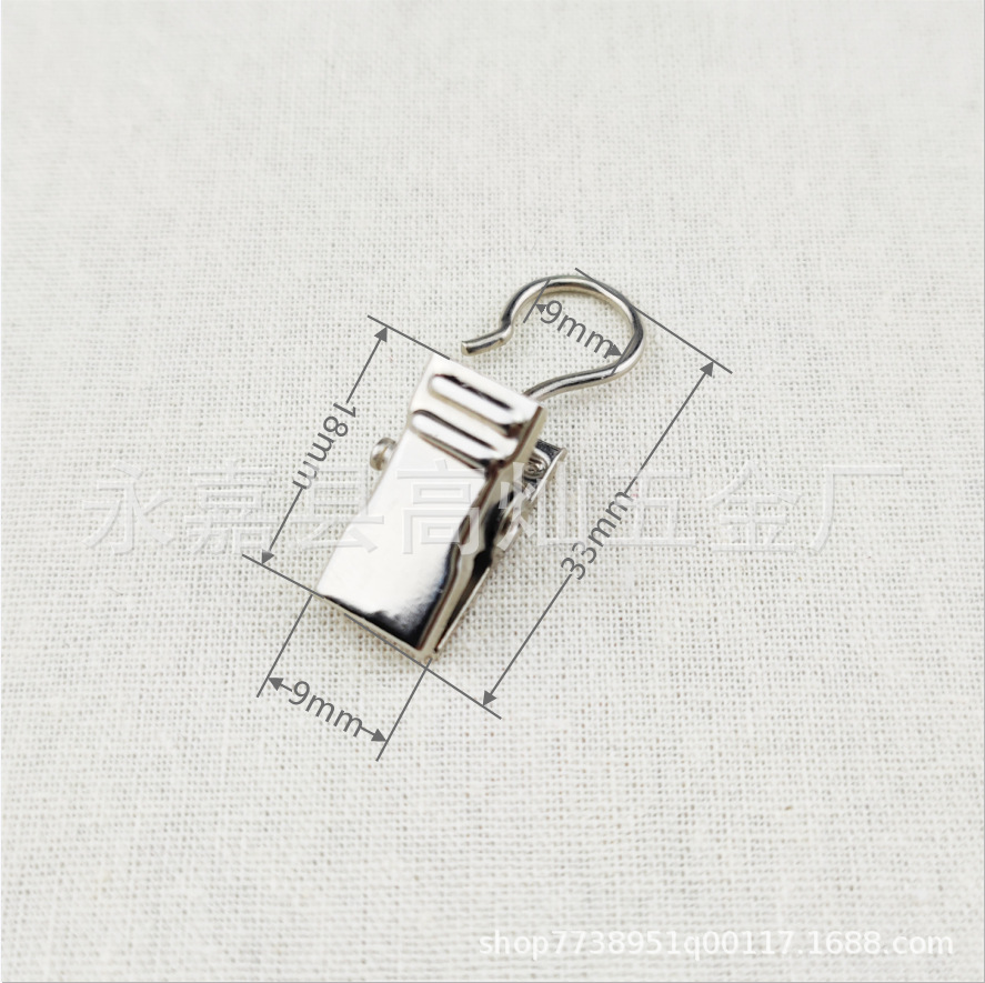 Factory direct delivery of metal curtain clips, curtain clips, tapestries, background fabric clips with rings, open and closed alligator clips Specification drawing