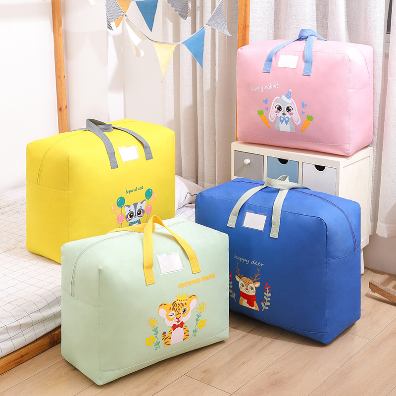 Large-capacity cotton quilt and clothing storage bags, giant hand-held storage bags, cartoon children's luggage bags, moving packing bags details Picture