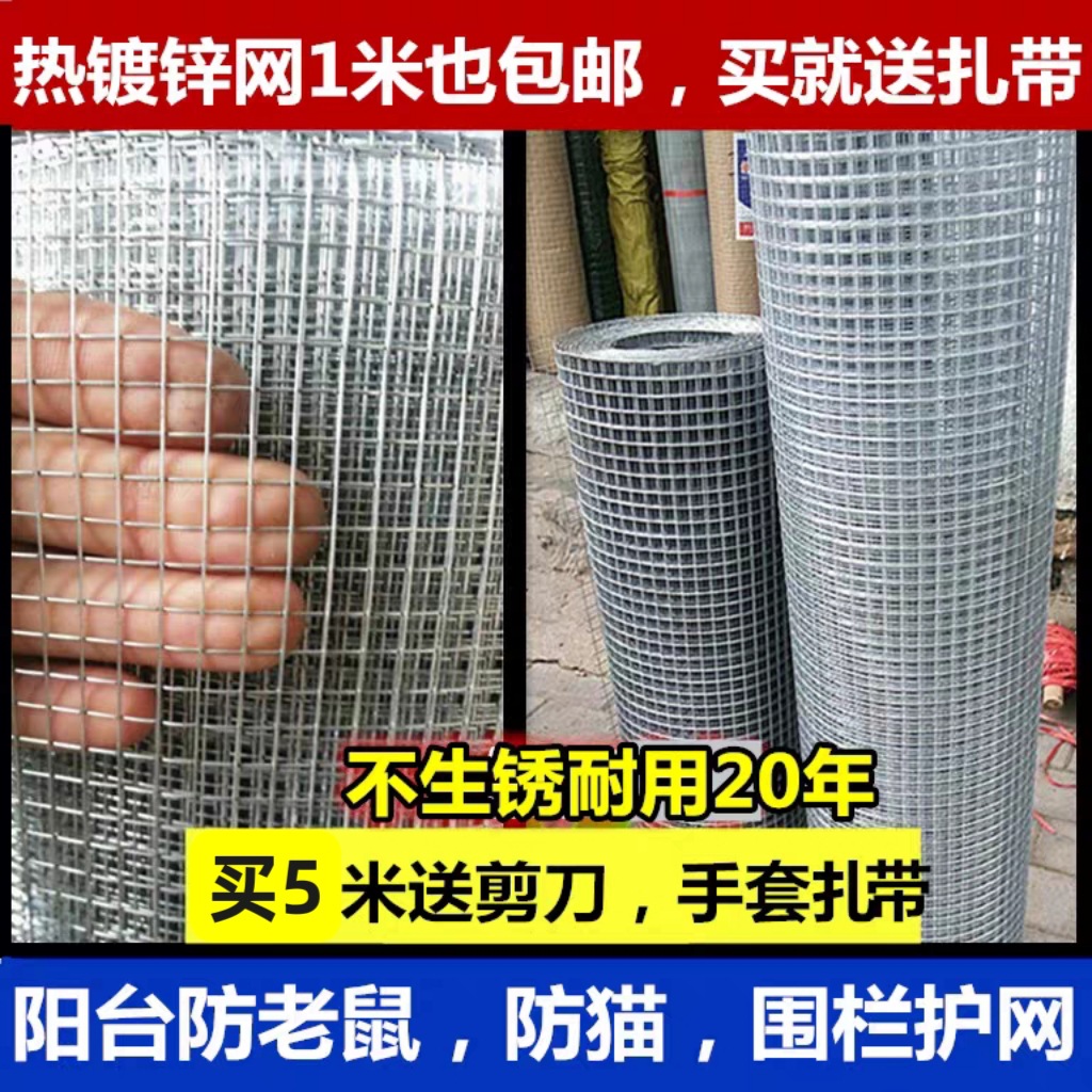 ll Hot-dip galvanized balcony stainless steel anti-rat wire mesh, anti-fall net, sand net, succulent protection, anti-cat breeding net, chicken net details Picture