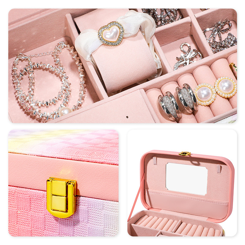 Source factory large-capacity jewelry, earrings, jewelry storage box, simple and portable ring, ear accessory box, necklace wholesale box Application Scenario