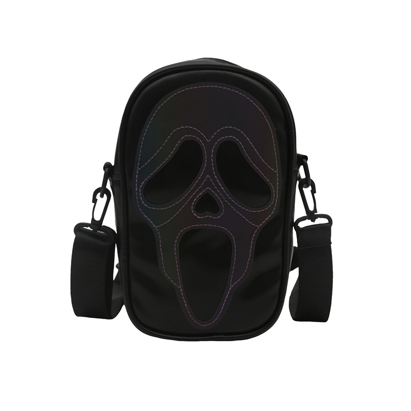 Korean-style simple crossbody bag, niche and trendy, funny ghost skull crossbody single-shoulder bag, personalized soft phone small crossbody bag Item Picture