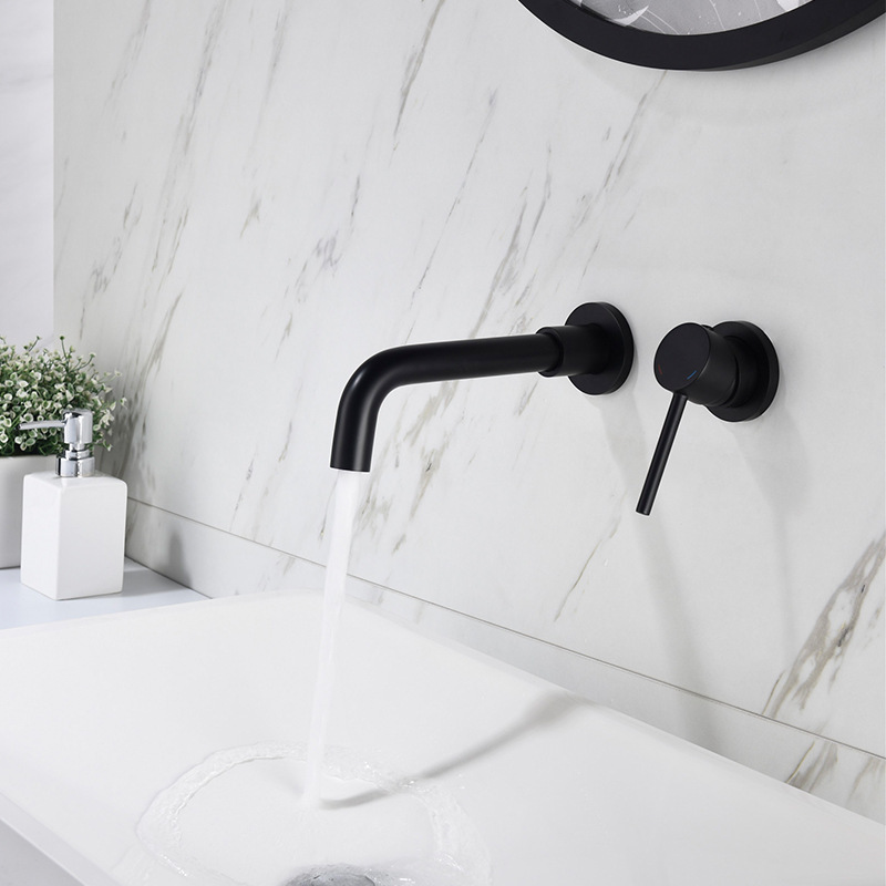 All-copper hotel apartment homestay concealed washbasin faucet embedded in the wall concealed countertop faucet details Picture