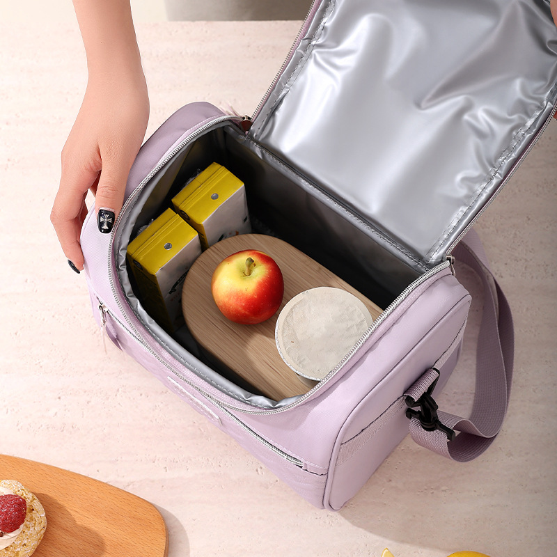 Runhui Croissant curved Lid single-shoulder insulated bag, Office lunch box handbag, student lunch box bag, Outdoor fresh-keeping ice bag details Picture