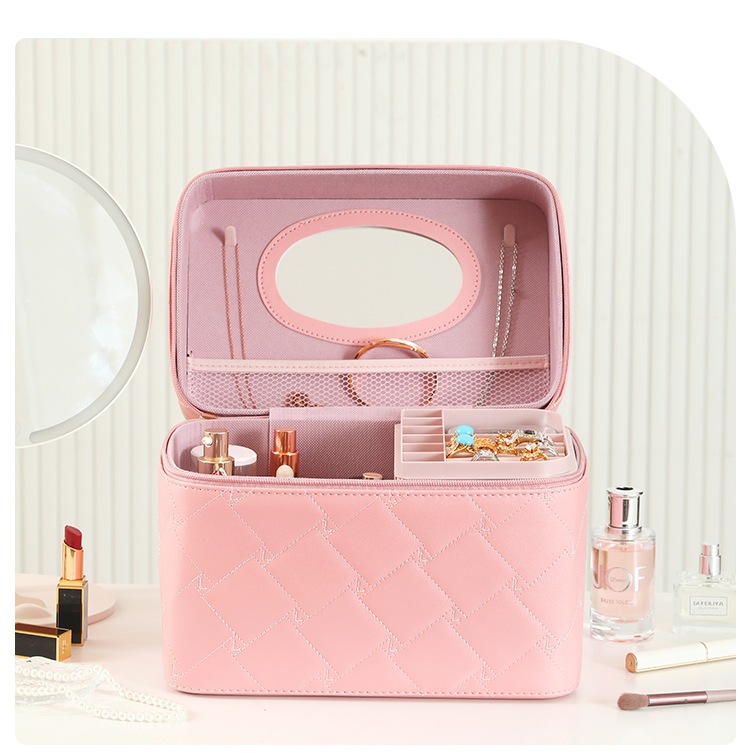 2024 New high-appearance-level jewelry box, makeup case, large-capacity makeup bag, portable travel suitcase, storage box Application Scenario