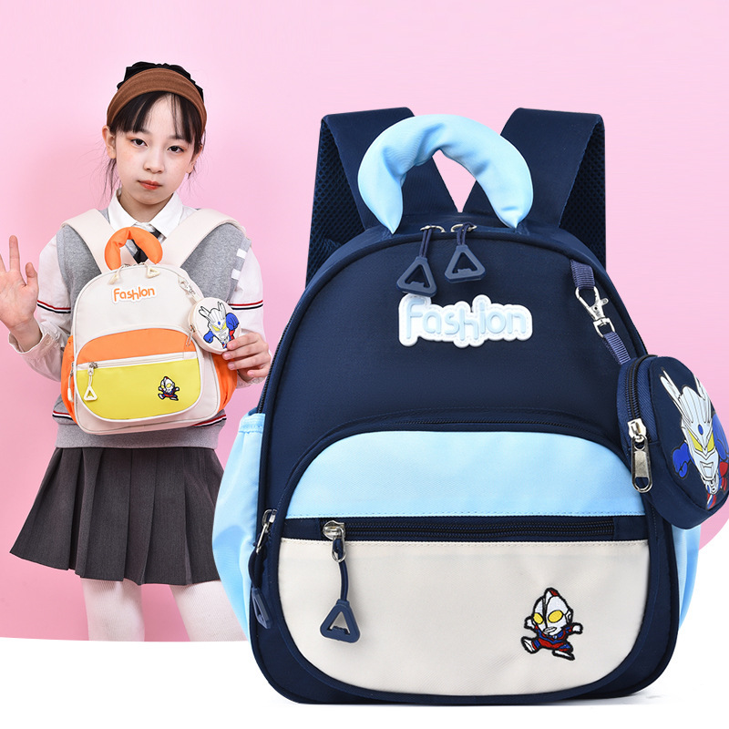 A new favorite among trendy kids, this is a lightweight back-protecting children's casual backpack with cartoon prints and contrasting colors for babies full figure