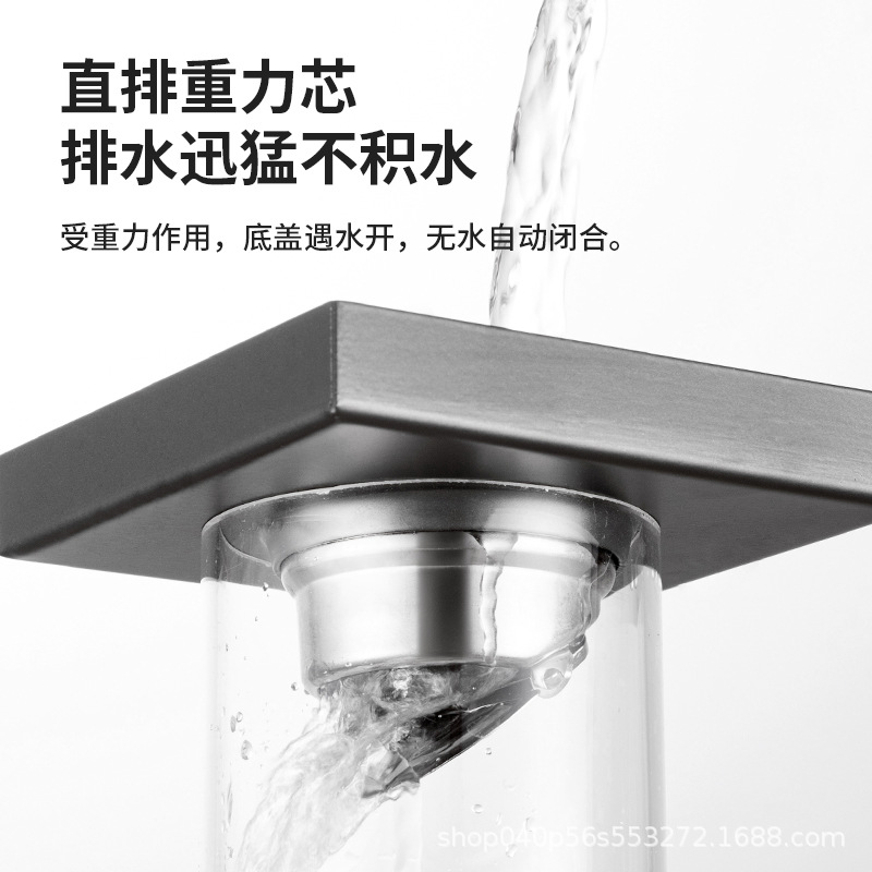 Cross-border solid bamboo strip 304 stainless steel floor drain, hotel bathroom, large flow, outdoor garden, anti-odor shower floor details Picture