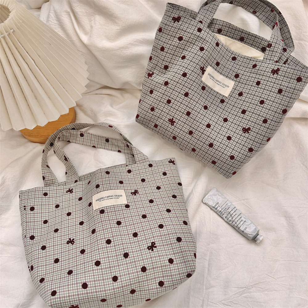 410182 Autumn New style bento bag, student hand-held bag, large-capacity portable small cloth bag for commuting and going out full figure