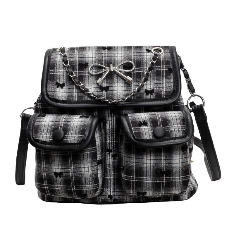 Simple polka dot small backpack for women, 2025 new style canvas single-shoulder bag, niche design, versatile crossbody bag for commuting Item Picture