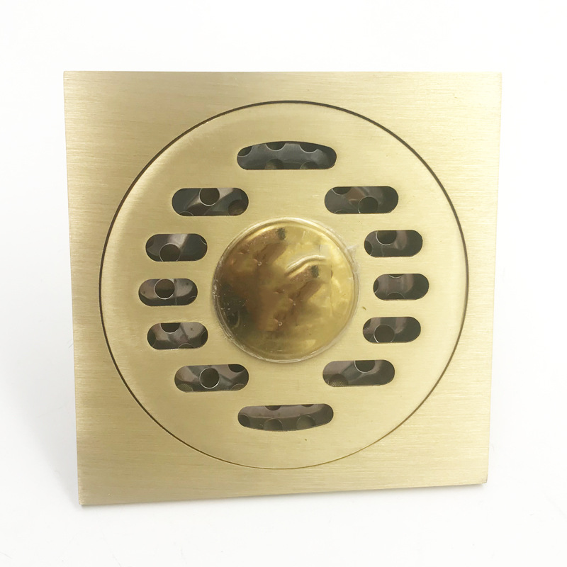 Brass anti-odor floor drain for shower and bathroom, golden square straight bar, thickened floor drain for washing machine, anti-odor device Application Scenario