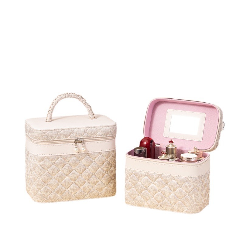 New portable travel makeup bag, large-capacity makeup box, skin care products, desktop storage box, souvenir box, suitcase Item Picture