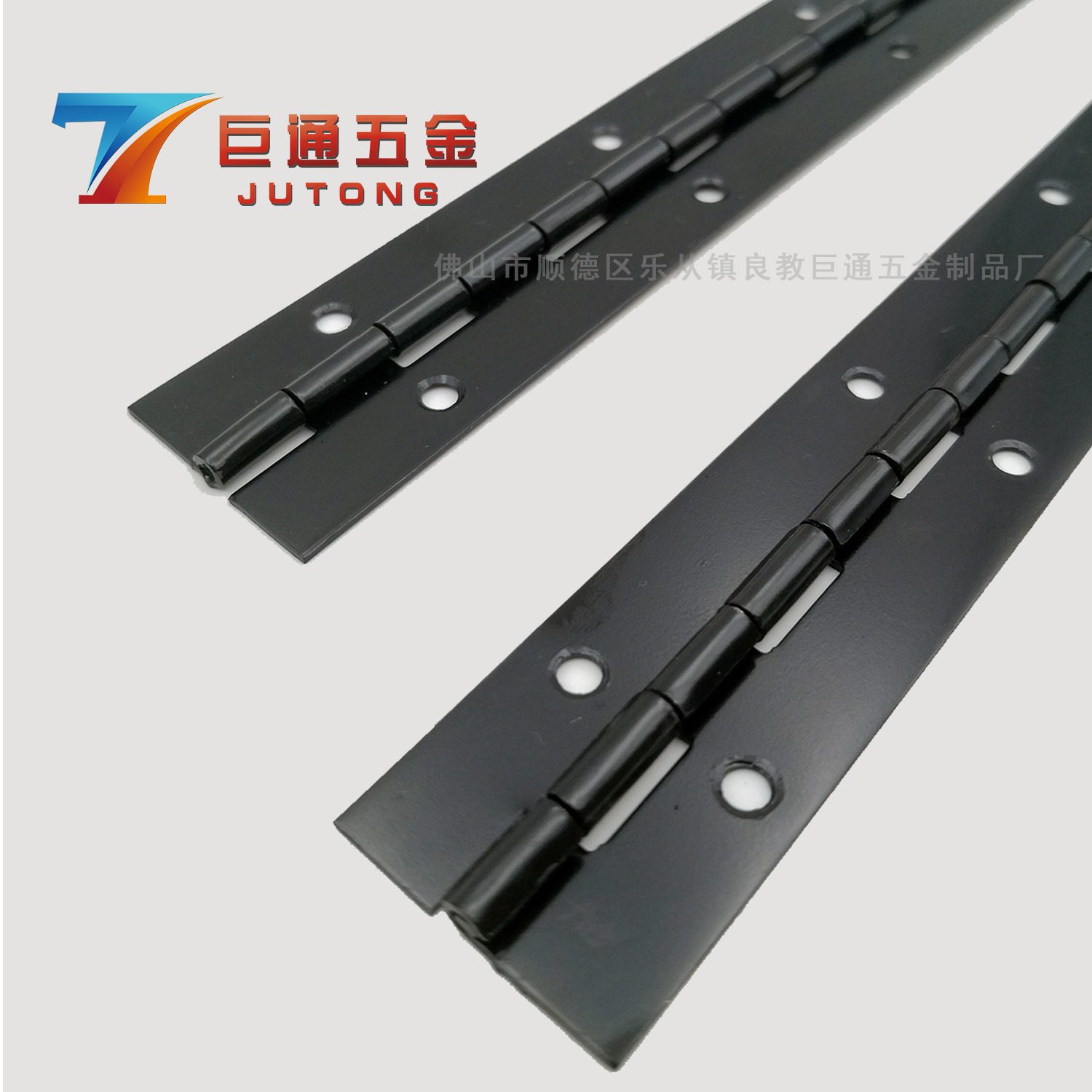 Jutong 1.2-inch iron electrophoretic black row hinge long hinge table and chair wooden box hinge piano hinge bright black Specification drawing