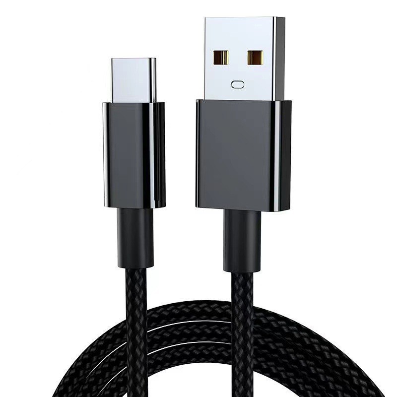 120W data cable, red and black matte braided 6A, suitable for Apple, Huawei Type-c and Android mobile phone fast charging cable Item Picture
