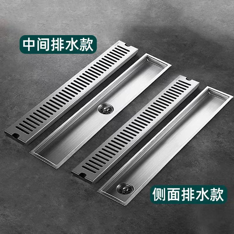 304 stainless steel floor drain, large-capacity long strip drainage drain, toilet deodorization, bathroom, outdoor floor drain, shower head, universal details Picture