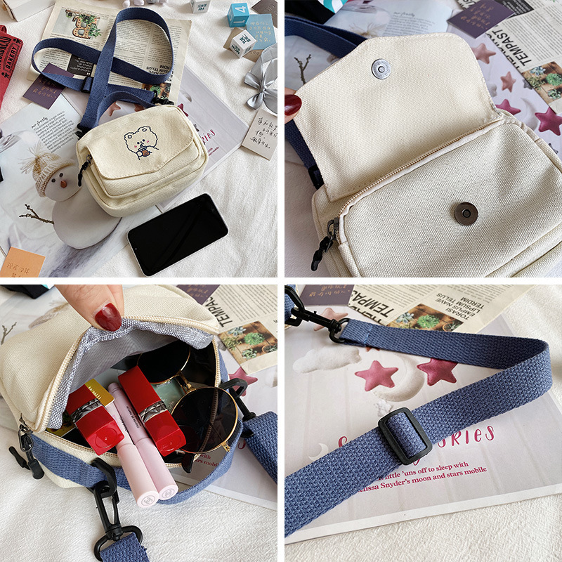 Cute little bags for Japanese Harajuku girls, retro and unique canvas crossbody bags from Korean Instagram, and single-shoulder bags for female students Application Scenario