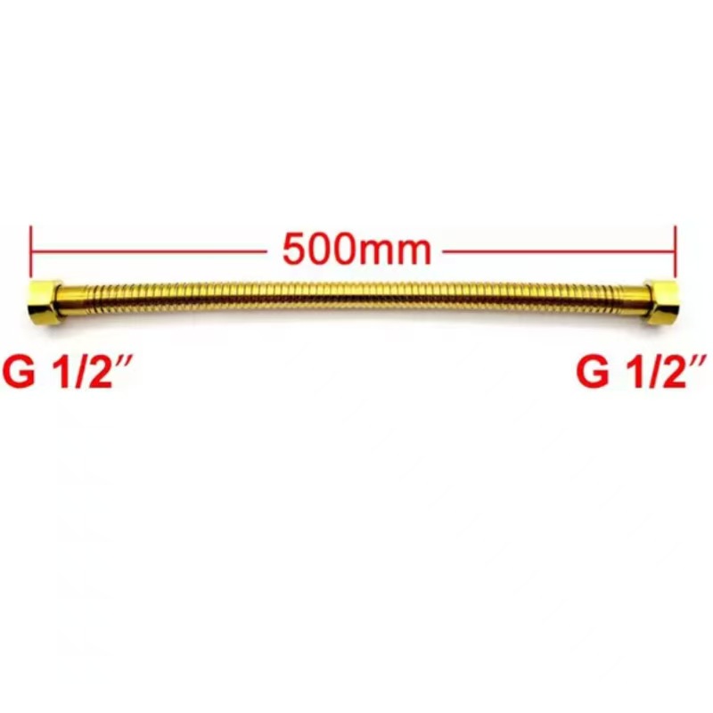 Cross-border stainless steel gold shower hose, 50CM titanium gold encrypted shower tube, double-head cap, 60CM metal tube details Picture